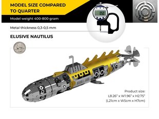 Līmējamais modelis Metal Time Elusive Nautilus Submarine, MT045, 91 gab. цена и информация | Конструкторы и кубики | 220.lv