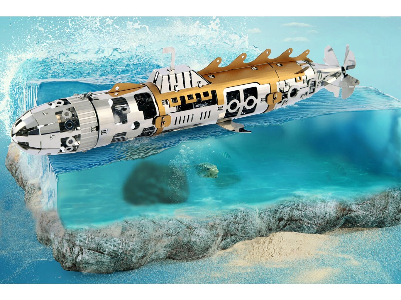 Līmējamais modelis Metal Time Elusive Nautilus Submarine, MT045, 91 gab. cena un informācija | Konstruktori | 220.lv