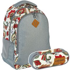 Школьный рюкзак для девочек с пеналом, серый, 45 см цена и информация | Школьные рюкзаки, спортивные сумки | 220.lv