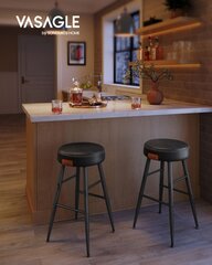 2 bāra krēslu komplekts Vasagle, melns cena un informācija | Virtuves un ēdamistabas krēsli | 220.lv