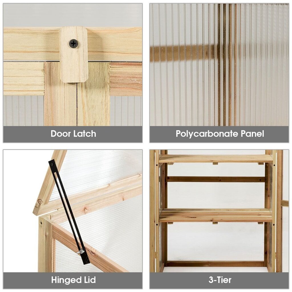 Trīspakāpju koka siltumnīca Costway, 60 x 45 x 100 cm cena un informācija | Siltumnīcas | 220.lv