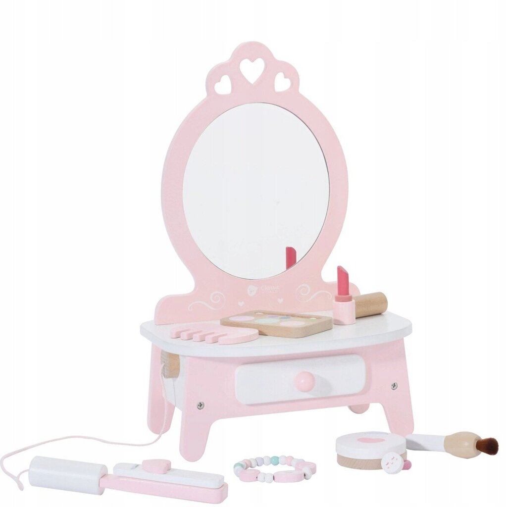 Bērnu koka mini kosmētikas galdiņš Classic World, rozā cena un informācija | Rotaļlietas meitenēm | 220.lv