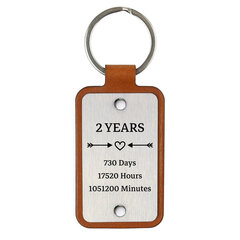 Ādas atslēgu piekariņš ar nerūsējošā tērauda plāksni 2 Years Together cena un informācija | Atslēgu piekariņi | 220.lv