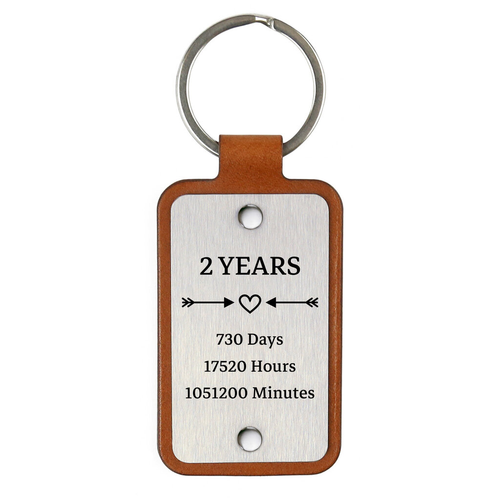 Ādas atslēgu piekariņš ar nerūsējošā tērauda plāksni 2 Years Together cena un informācija | Atslēgu piekariņi | 220.lv