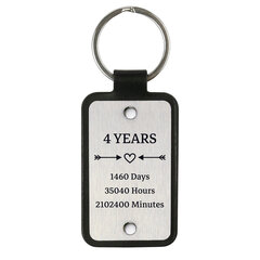Ādas atslēgu piekariņš ar nerūsējošā tērauda plāksni 4 Years Together cena un informācija | Atslēgu piekariņi | 220.lv