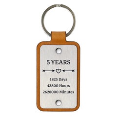 Ādas atslēgu piekariņš ar nerūsējošā tērauda plāksni 5 Years Together cena un informācija | Atslēgu piekariņi | 220.lv