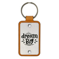 Ādas atslēgu piekariņš ar nerūsējošā tērauda plāksni Dream big cena un informācija | Atslēgu piekariņi | 220.lv