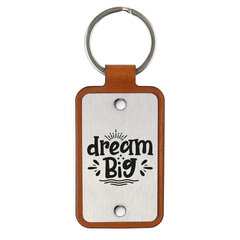 Ādas atslēgu piekariņš ar nerūsējošā tērauda plāksni Dream big cena un informācija | Atslēgu piekariņi | 220.lv