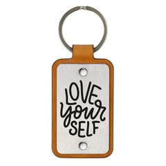 Кожаный брелок – Love your self, черный цена и информация | Брелоки | 220.lv