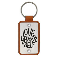 Ādas atslēgu piekariņš ar nerūsējošā tērauda plāksni Love your self cena un informācija | Atslēgu piekariņi | 220.lv