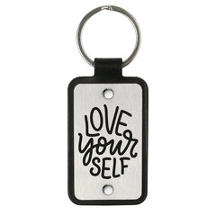 Ādas atslēgu piekariņš ar nerūsējošā tērauda plāksni Love your self cena un informācija | Atslēgu piekariņi | 220.lv