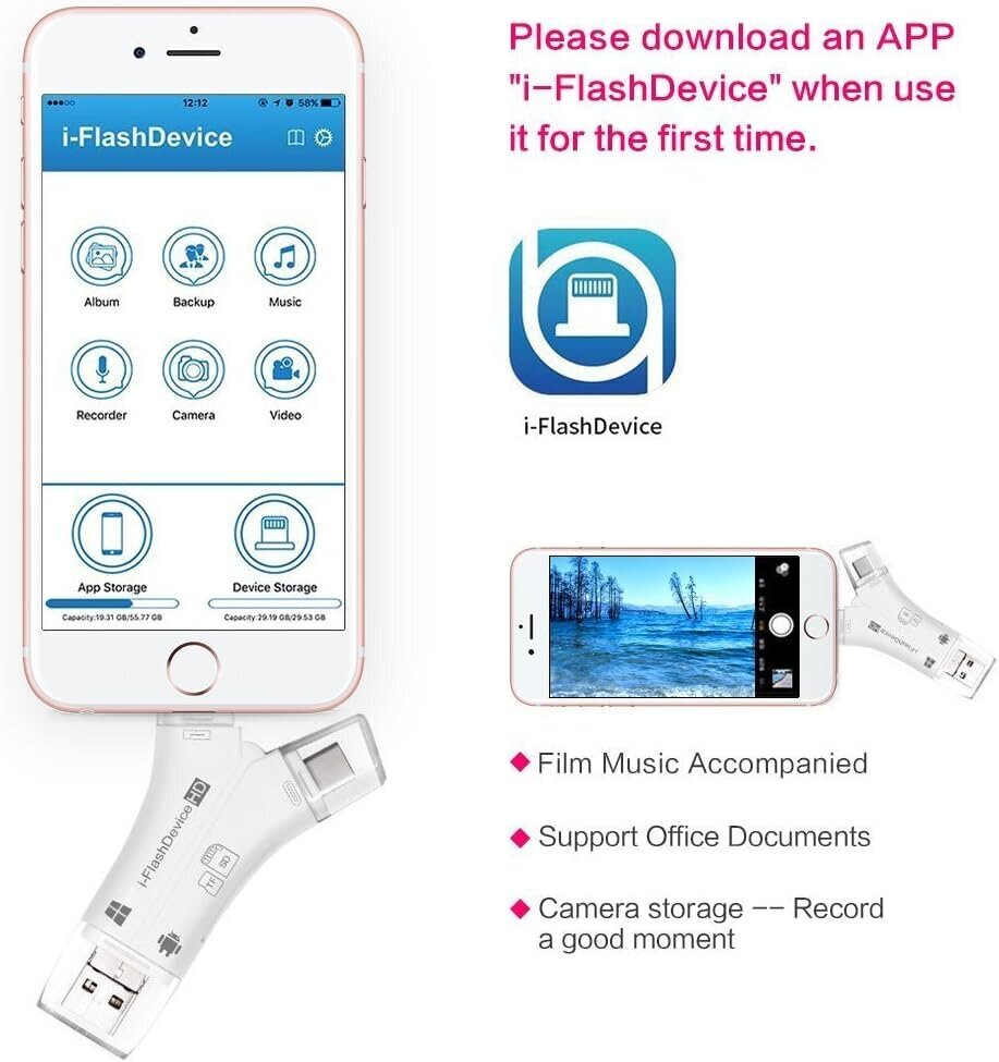 i-Flash atmiņas karšu lasītājs 4 in 1 цена и информация | Adapteri un USB centrmezgli | 220.lv