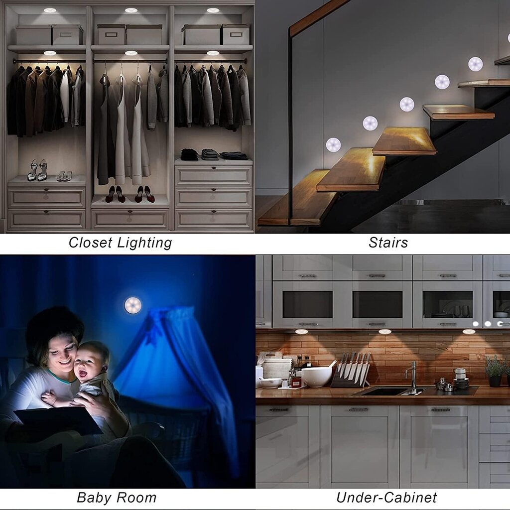 LED naktslampiņa ar kustību sensoru Teilybao, 3 gab. цена и информация | Sienas lampas | 220.lv