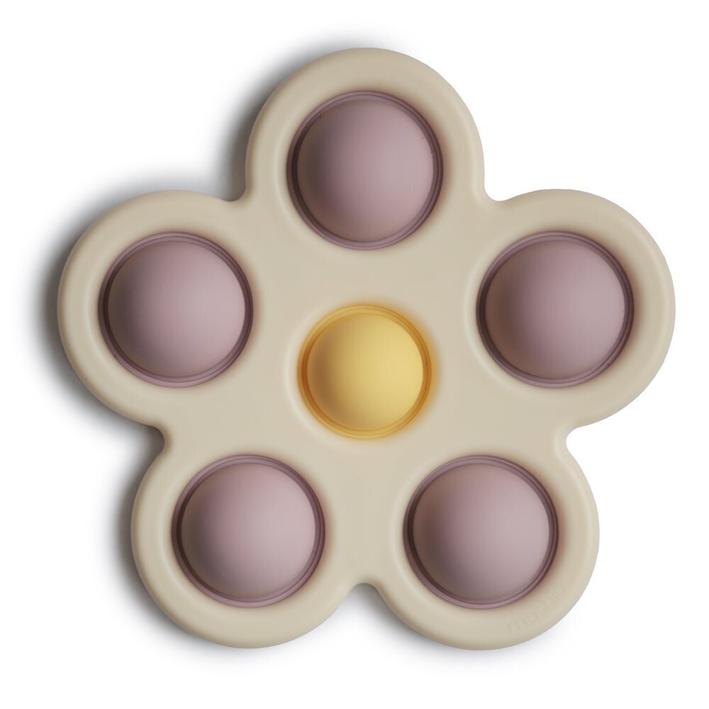 Silikona rotaļlieta Mushie Pop-it, Soft Lilac/Daffodil/Ivory cena un informācija | Rotaļlietas zīdaiņiem | 220.lv