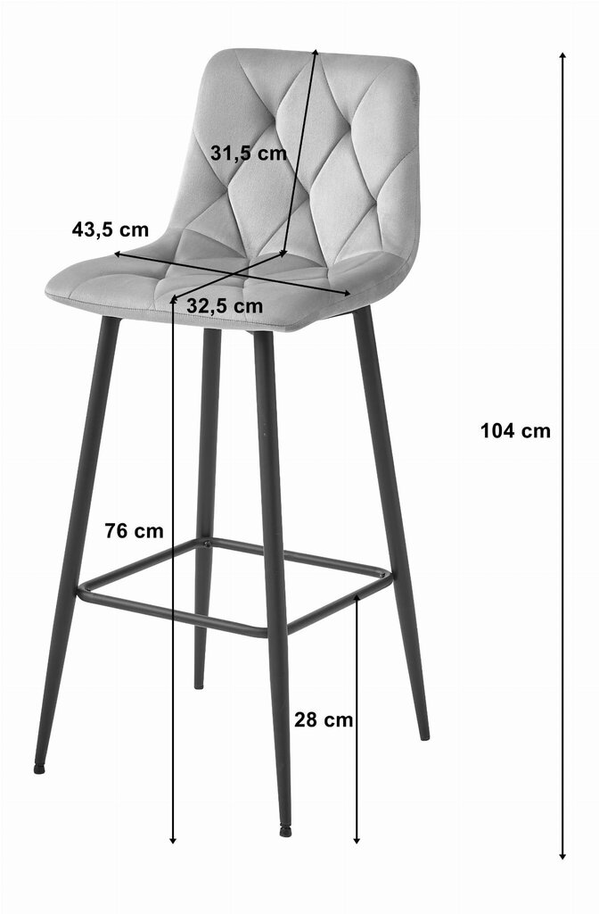 2 krēslu komplekts Leobert Nado, pelēks/melns cena un informācija | Virtuves un ēdamistabas krēsli | 220.lv