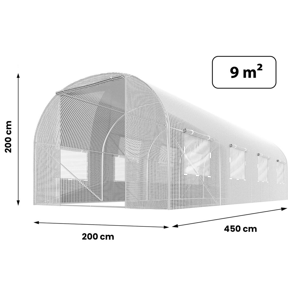 Dārza tunelis, 2x4,5 m cena un informācija | Siltumnīcas | 220.lv