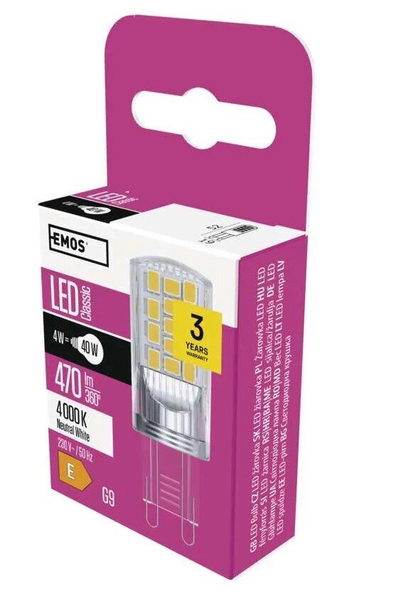 LED spuldze EMOS CLS JC 4W G9 470lm NW cena un informācija | Spuldzes | 220.lv