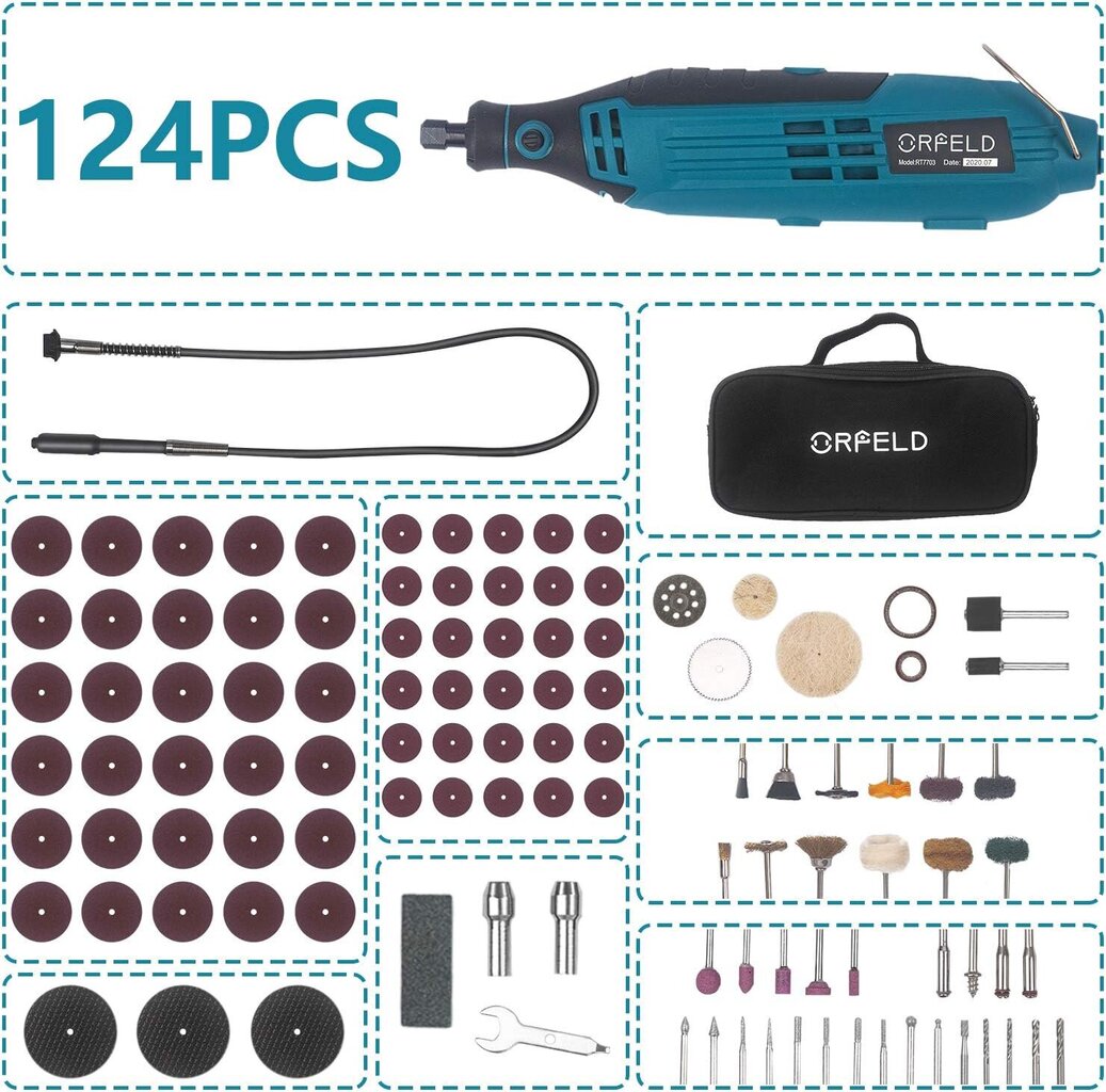 Orfeld daudzfunkcionāls instruments, 160 W, 10 000–36 000 apgr./min cena un informācija | Rokas instrumenti | 220.lv