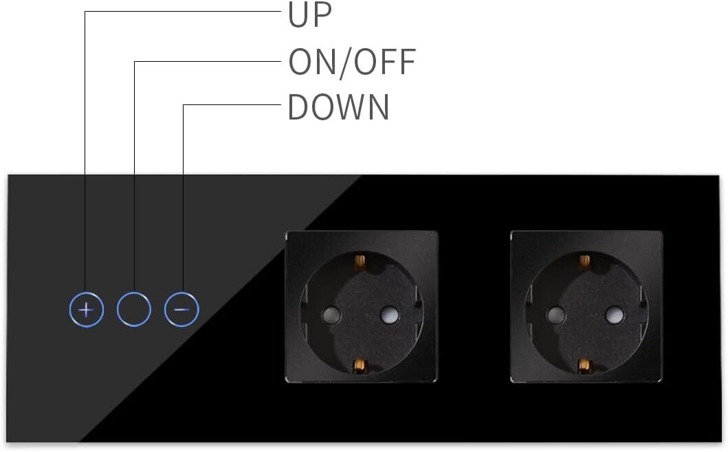 Skāriengaismas slēdzis ar ligzdām, ‎M1-D101+M1-P111.2, melns цена и информация | Elektrības slēdži, rozetes | 220.lv