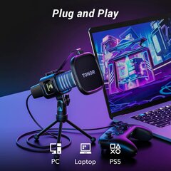 Микрофон Tonor TC30, RGB, USB, С подставкой и поп-фильтром, чёрный цена и информация | Микрофоны | 220.lv