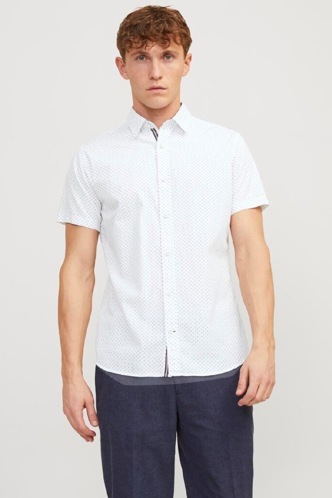 Krekls vīriešiem Jack & Jones 12247836WHITE, balts cena un informācija | Vīriešu krekli | 220.lv