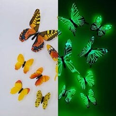 Светящиеся наклейки для интерьера Бабочки, 24 шт. цена и информация | Декоративные наклейки | 220.lv