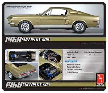 Līmējamais modelis Amt 1968 Shelby GT500, zaļš cena un informācija | Līmējamie modeļi | 220.lv