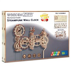 Konstruktors 3D koka pulkstenis Puzzle Steampunk sienas pulkstenis cena un informācija | Konstruktori | 220.lv