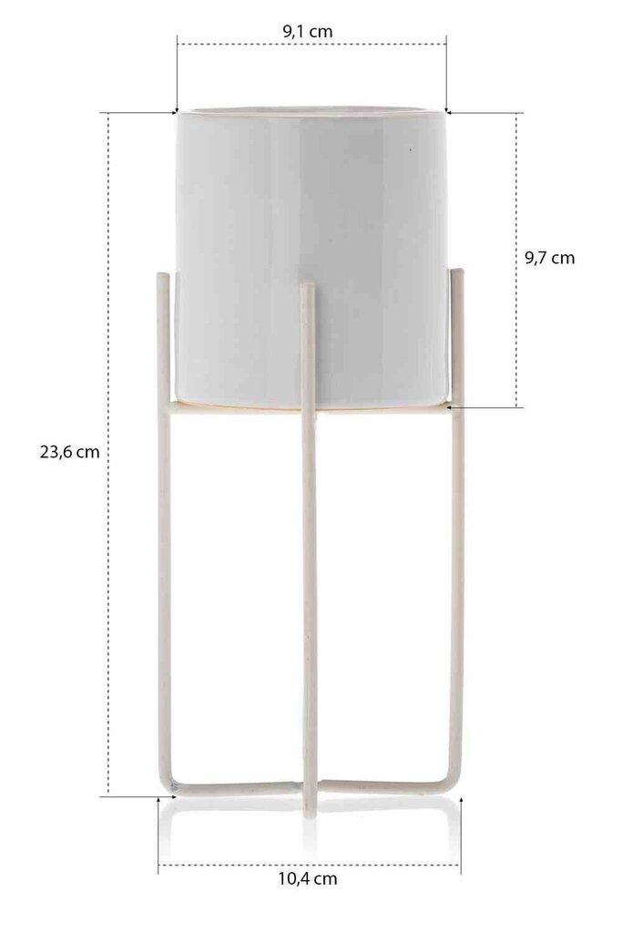 Puķu pods ar metāla statīvu Florri, 10,4x9,1x23,6 cm cena un informācija | Puķu podi | 220.lv