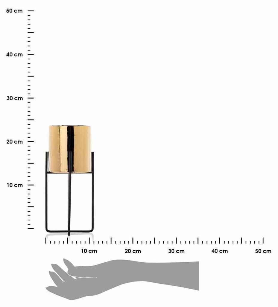 Puķu pods ar statīvu Florri Gold Black, 10x23,5 cm cena un informācija | Puķu podi | 220.lv