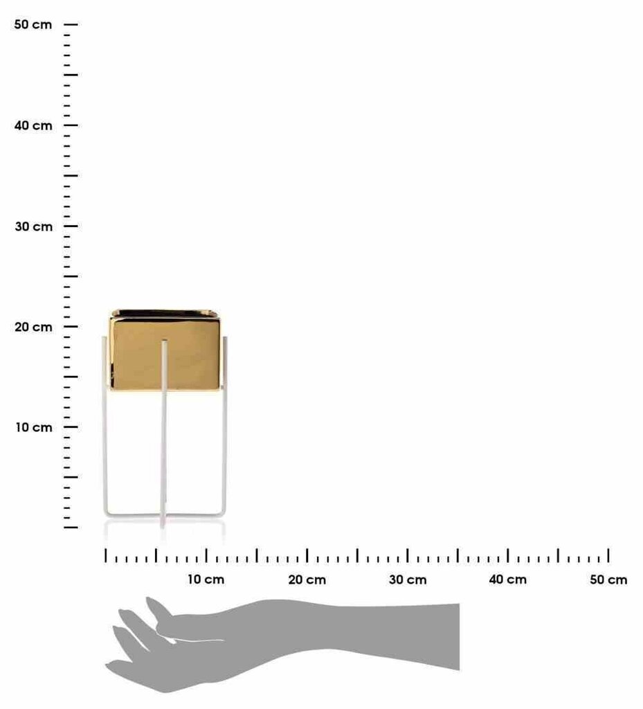 Puķu pods ar statīvu Mizu Gold White, 12x12x20,4 cm, dzeltens cena un informācija | Puķu podi | 220.lv