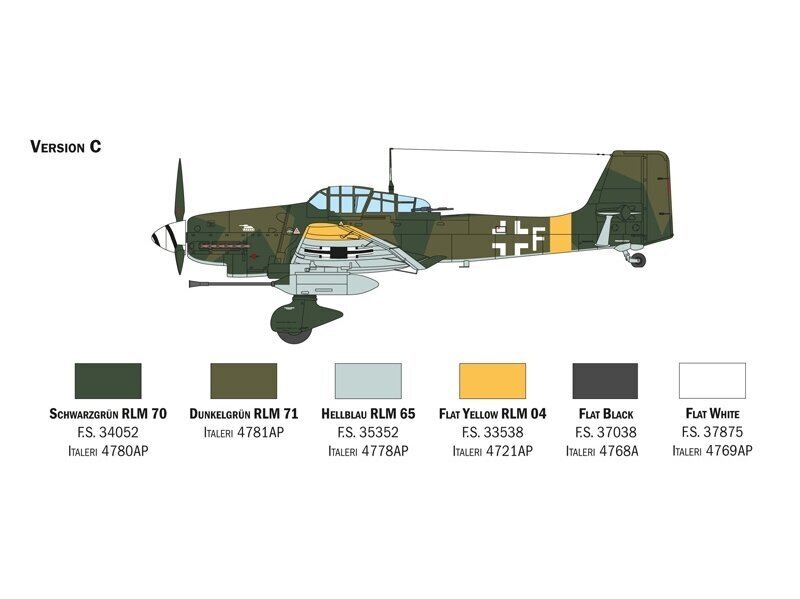 Lidmašīna Italeri Junkers Ju 87 G-1 Stuka Kanonenvogel, zaļa cena un informācija | Līmējamie modeļi | 220.lv