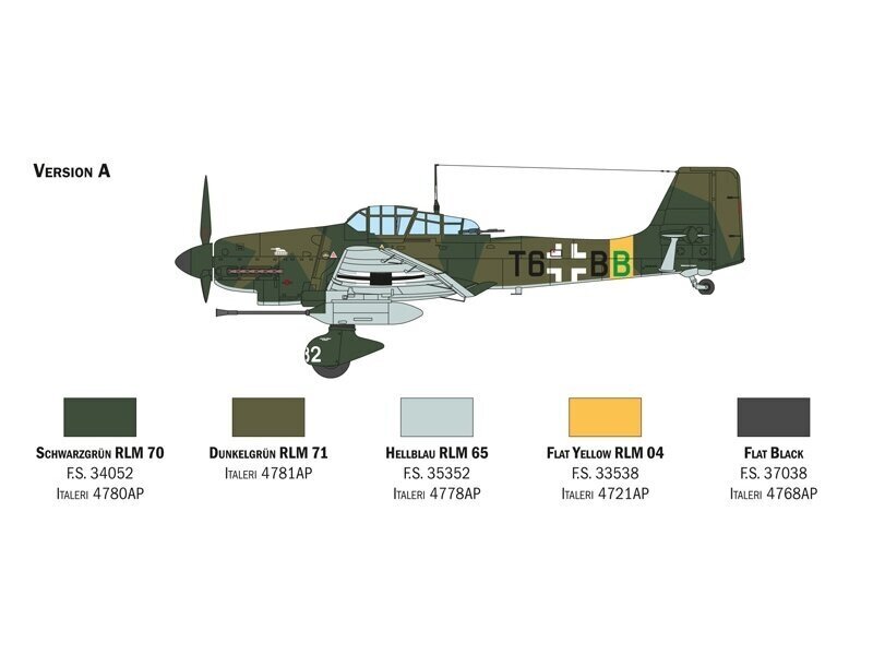 Lidmašīna Italeri Junkers Ju 87 G-1 Stuka Kanonenvogel, zaļa cena un informācija | Līmējamie modeļi | 220.lv