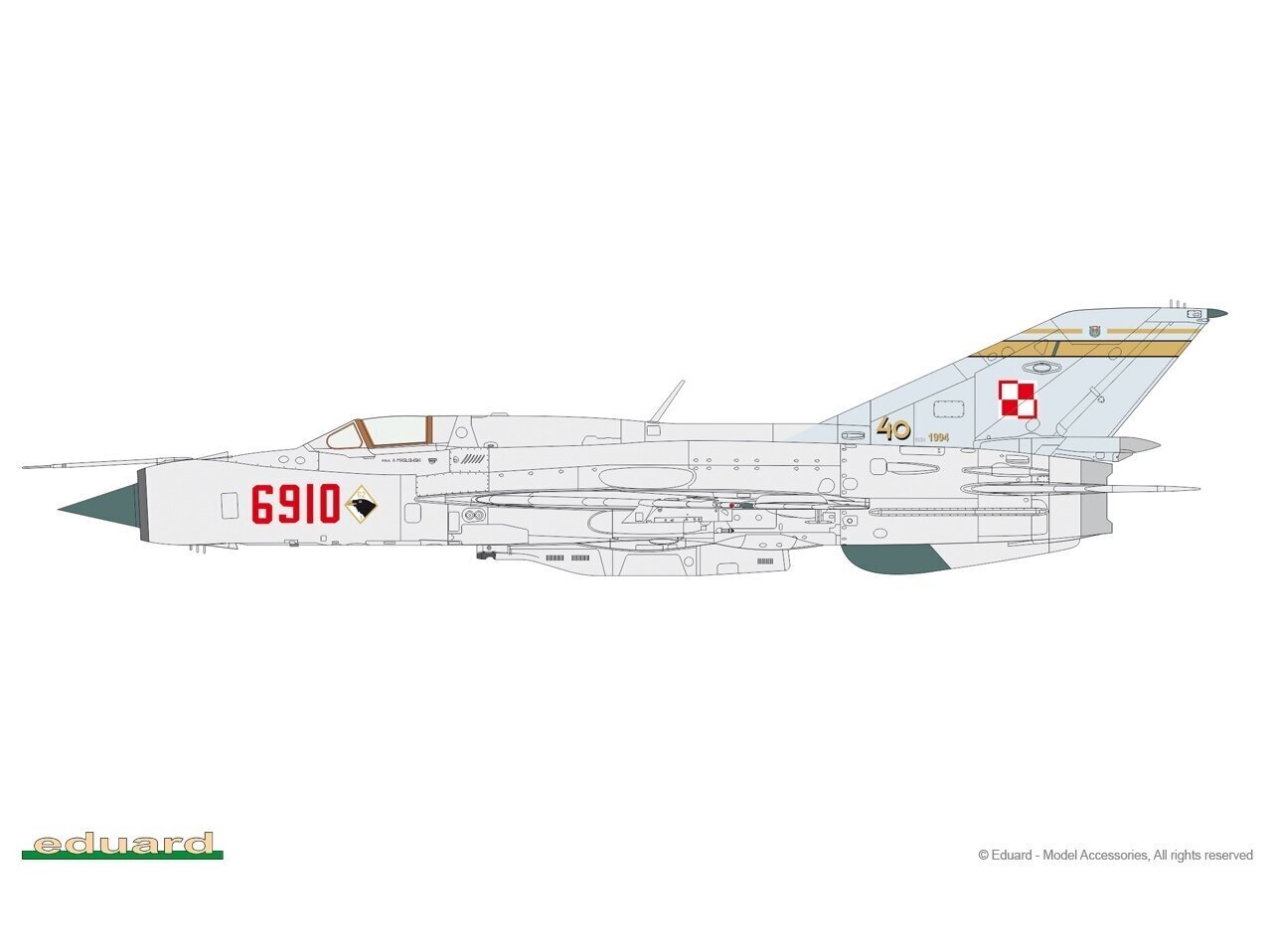 Lidmašīna Eduard MiG-21PFM, pelēka cena un informācija | Konstruktori | 220.lv