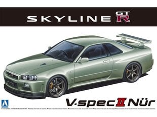 Сборная пластиковая модель. Aoshima - Nissan BNR34 Skyline GT-R V-specII Nür. '02, 1/24, 06275 цена и информация | Склеиваемые модели | 220.lv