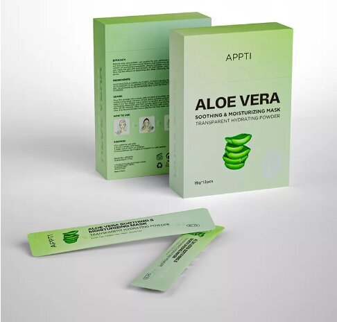 Mitrinoša sejas maska ​​Appti Aloe Vera, ar alveju, 12 gab., 15 g cena un informācija | Sejas maskas, acu maskas | 220.lv