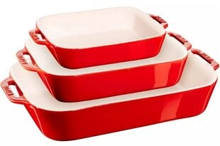 Набор из 3 прямоугольных керамических тарелок STAUB 40508-171-0 - красный цена и информация | Формы, посуда для выпечки | 220.lv