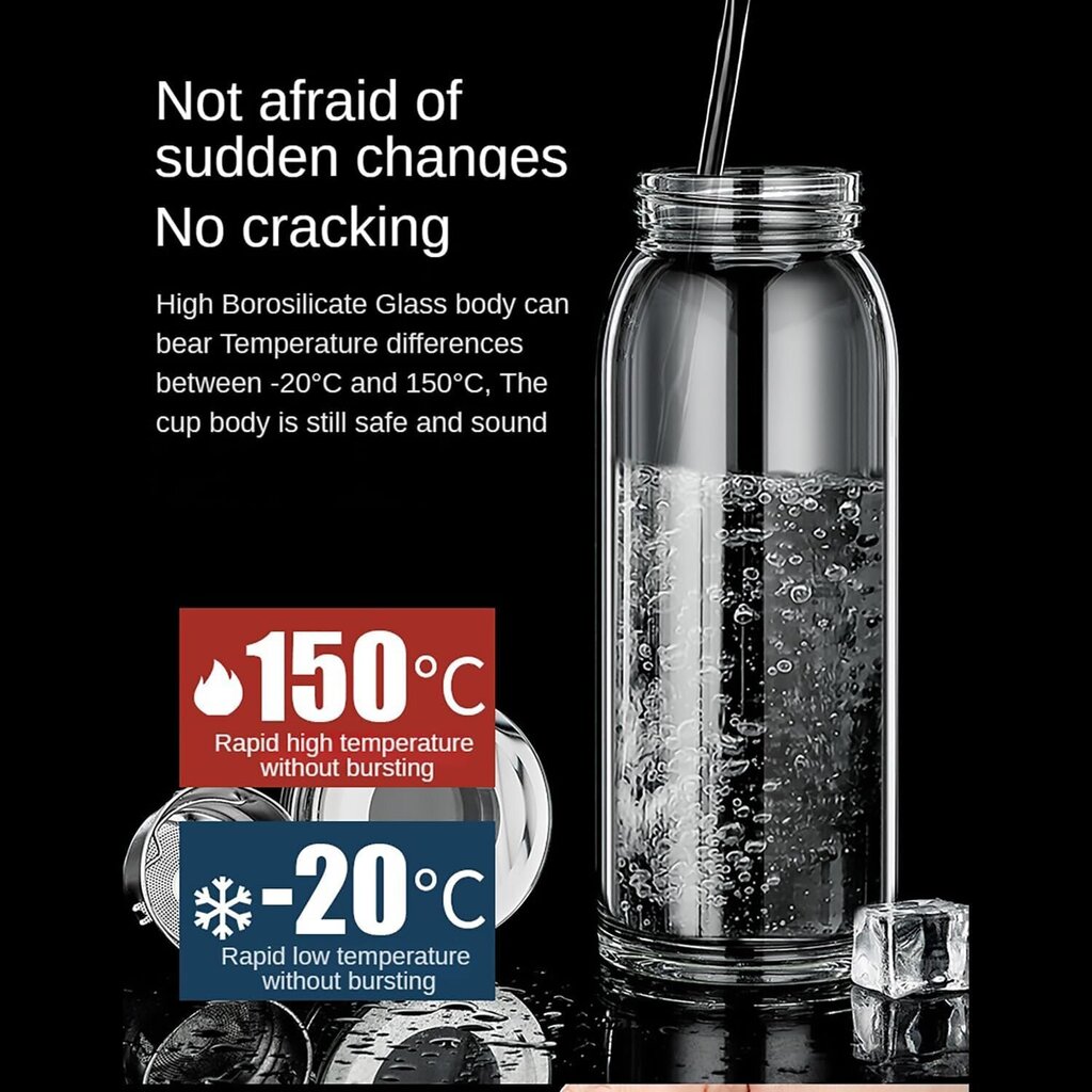 Mymanjerfu stikla ūdens pudele, 700 ml цена и информация | Virtuves piederumi | 220.lv