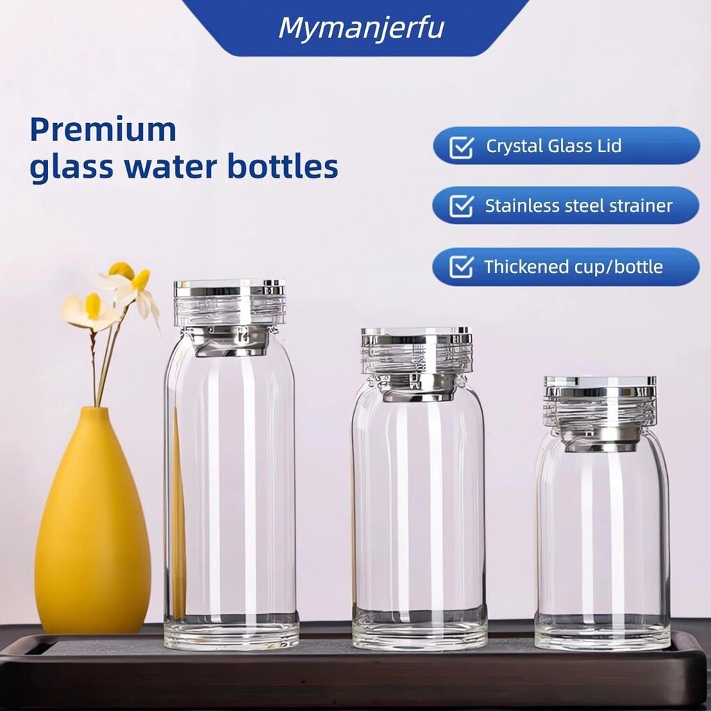 Mymanjerfu stikla ūdens pudele, 700 ml cena un informācija | Virtuves piederumi | 220.lv