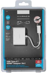 Vivanco адаптер USB-C - HDMI 3в1, белый (34293) цена и информация | Адаптеры и USB разветвители | 220.lv