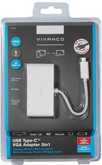 Vivanco адаптер USB-C - VGA 3в1, белый (34294) цена и информация | Адаптеры и USB разветвители | 220.lv