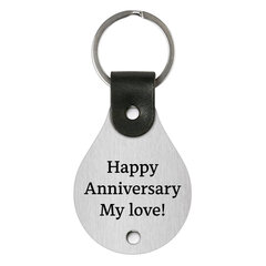 Кожаный брелок – Happy anniversary my love, черный цена и информация | Брелки | 220.lv