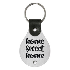 Ādas atslēgu piekariņš ar nerūsējošā tērauda plāksni Home sweet home cena un informācija | Atslēgu piekariņi | 220.lv