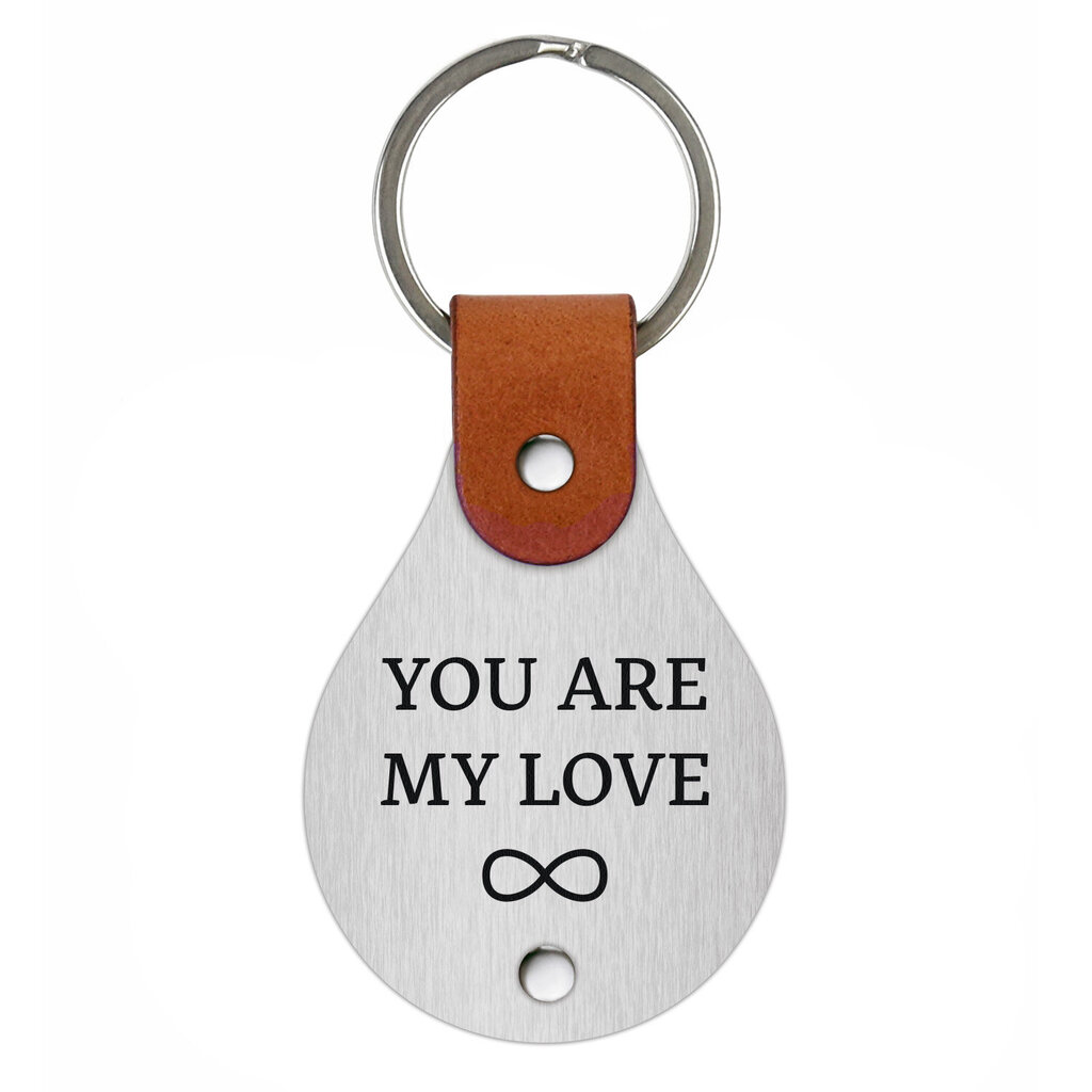 Ādas atslēgu piekariņš ar nerūsējošā tērauda plāksni You are my love цена и информация | Atslēgu piekariņi | 220.lv