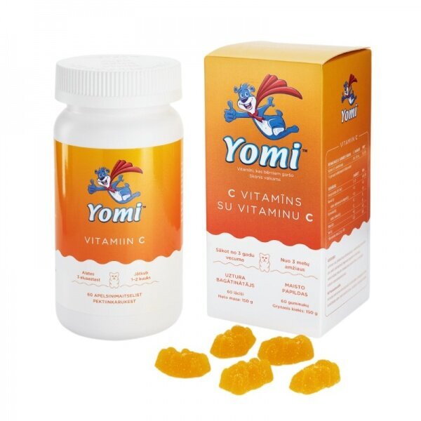 Uztura bagātinātājs Yomi Vitamin C, 60 košļājamās pastilas cena un informācija | Vitamīni, preparāti, uztura bagātinātāji labsajūtai | 220.lv