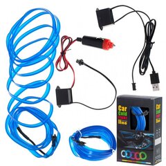 LED aplinkos apšvietimas automobiliui / automobilio USB / 12V juosta 3 m mėlyna цена и информация | Автомобильные лампочки | 220.lv