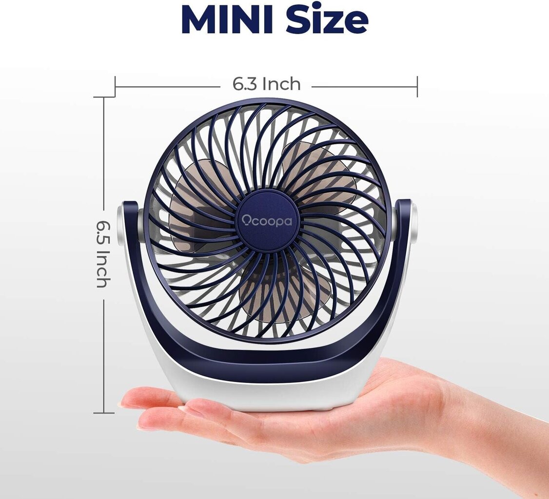 Galda ventilators Ocoopa USB, 2,5 W, zils cena un informācija | Ventilatori | 220.lv