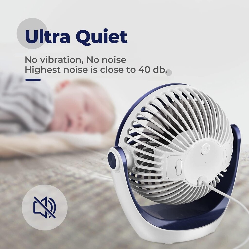 Galda ventilators Ocoopa USB, 2,5 W, zils cena un informācija | Ventilatori | 220.lv