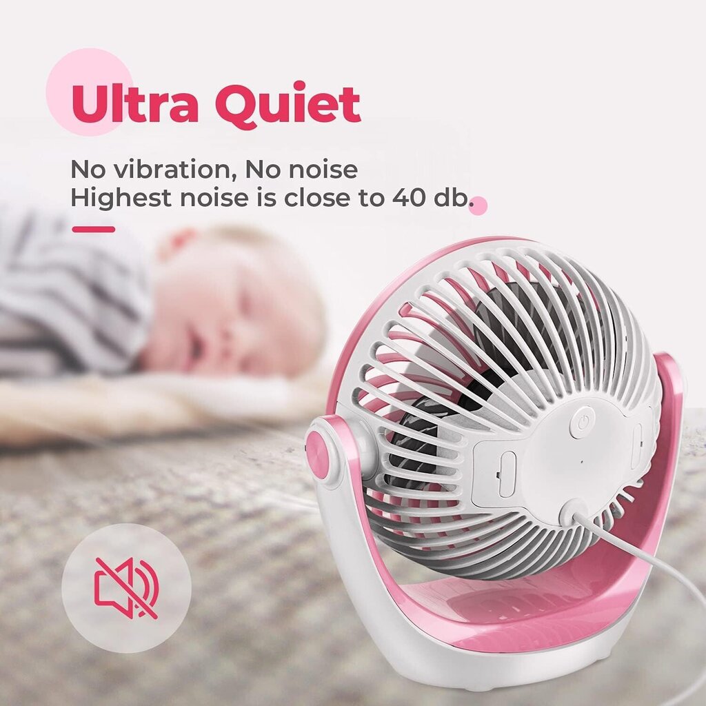 Galda ventilators Ocoopa USB, 2,5 W, rozā цена и информация | Ventilatori | 220.lv