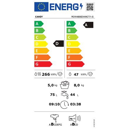 Candy ROW4856DWMCT/1-S cena un informācija | Veļas mašīnas | 220.lv